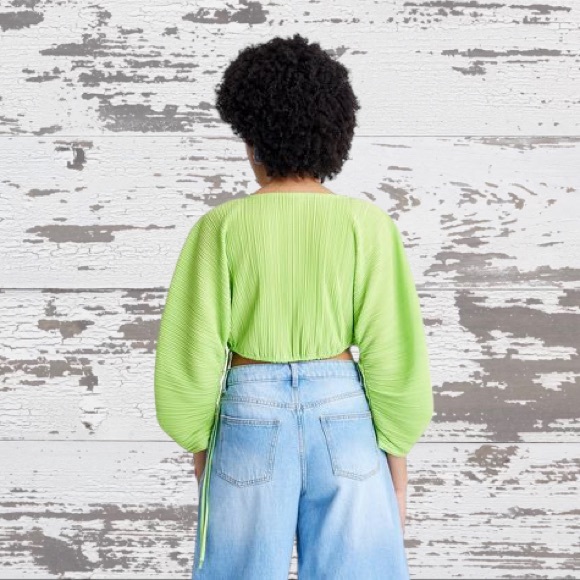 Lime Green Women's Crop Top - Picture 3 of 11